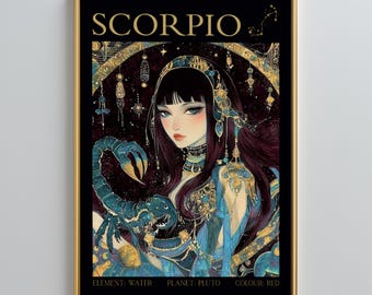 Scorpio Goddess Art Print | Dark Fantasy Zodiac Wall Art