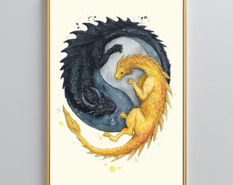 Fourth Wing Dragon Poster | Tairn & Andarna Wall Art | Violet Sorrengail Bookish Gift for Her