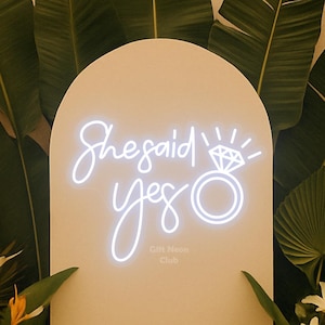 She Said Yes Neon Sign: Engagement Party Sign, Proposal Backdrop, Bridal Shower Sign