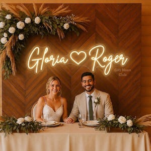 Custom Wedding Name Neon Sign: Couple Name Head Table Backdrop