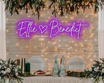 Custom Wedding Name Neon Sign / Wedding Signs / Wedding Backdrop / Welcome Wedding Sign /Engagement Party Backdrop / Wedding Gifts