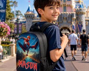 Personalized Spiderman School Backpack Set, Custom Superhero School Backpack, Back To School Gift For Kids