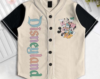 Disneyland Mickey And Friends Baseball Jersey, Aldult Unisex Varsity Baseball Jersey, Disneyland Summer Vacation