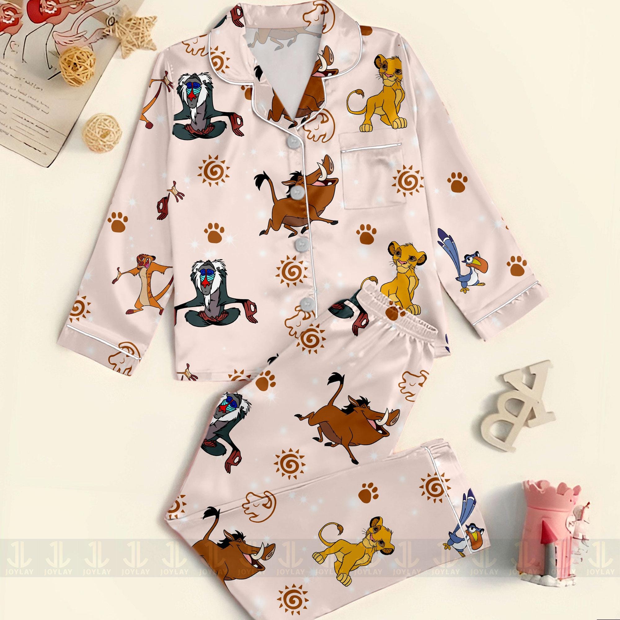 Discover Hakuna Matata Timon Pumbaa Simon Unisex Satin Pajamas Set, Spooky Season Pajamas