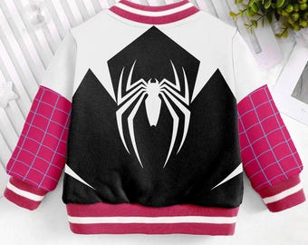 Gwen Stacy Spider-man Costume Kids and Youth Baseball Jacket, Aldult Unisex Varsity Baseball Jacket