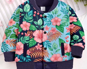 Zoey's Tropical Bomber Kids and Youth Baseball Jacket, Adult Unisex Varsity Baseball Jacket