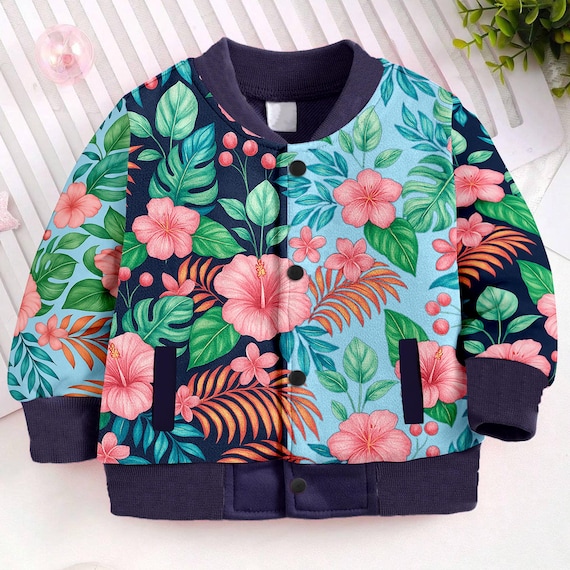 Zoey's Tropical Bomber Kids and Youth Baseball Jacket, Adult