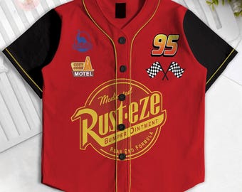Piston Cup Lightning McQueen Kids and Youth Baseball Jersey, Aldult Unisex Varsity Baseball Jersey, Disneyland Summer Vacation