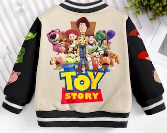 Toy Story Big Face On Sleeves Kids and Youth Baseball Jacket, Aldult Unisex Varsity Baseball Jacket
