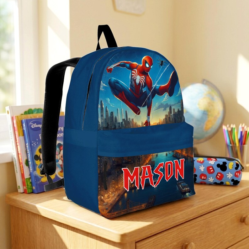 Mochila escolar personalizada de Spiderman, mochila escolar de superhéroe personalizada, regalo de regreso a clases para niños imagen 11