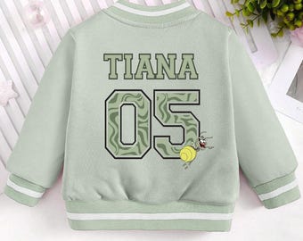 Tiana Princess Frog Kids and Youth Baseball Jacket, Aldult Unisex Varsity Baseball Jacket