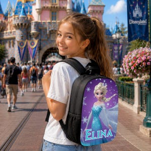 Disney Frozen Elsa Kids Backpack, Custom Name School Bag for Girls, Cute Frozen Backpack for Kids, Disney Back to School Gift image 6
