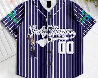 Disney Judy Hopps Zootopia Custom Kids and Youth Baseball Jersey, Aldult Unisex Varsity Baseball Jersey, Disneyland Summer Vacation