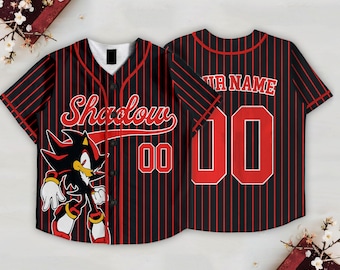 Custom Shadow Kids and Youth Baseball Jersey, Sonic Character Baseball Jersey, Disneyland Summer Vacation