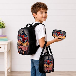 Personalized Spiderman Superhero School Backpack, Superhero School Set, Back To School Gift image 5