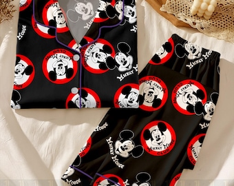 Mickey Classic Club 1928 Unisex  Satin Pajamas Set, Disney Christmas Shirt, Long Sleeve And Short Styles