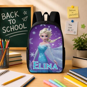 Disney Frozen Elsa Kids Backpack, Custom Name School Bag for Girls, Cute Frozen Backpack for Kids, Disney Back to School Gift image 11