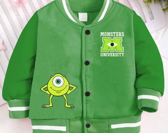 Mike Wazowski Monsters University Kids and Youth Baseball Jacket, Aldult Unisex Varsity Baseball Jacket