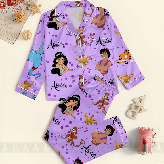 Aladin Genie Jasmine Unisex Satin Pajamas Set, Spooky Season