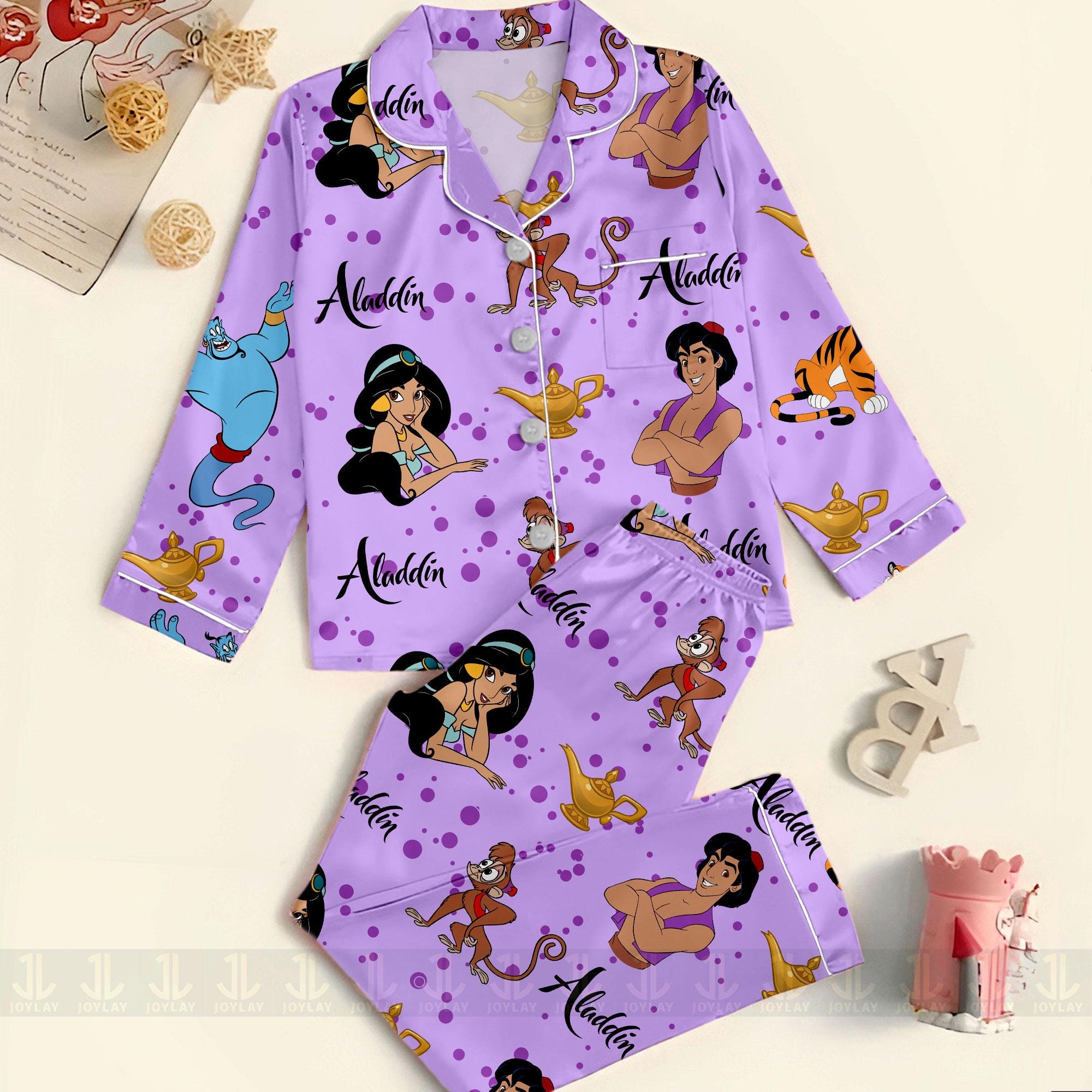 Discover Aladin Genie Jasmine Unisex Satin Pajamas Set, Spooky Season Pajamas