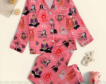 Pedro Pascal Unisex Satin Pajamas Set, Spooky Season Pajamas , Long Sleeve And Short Styles