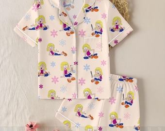 Lizzie McGuire Unisex Satin Pajamas, Disney Cute Lizzie McGuire Pajamas, Long Sleeve And Short Styles