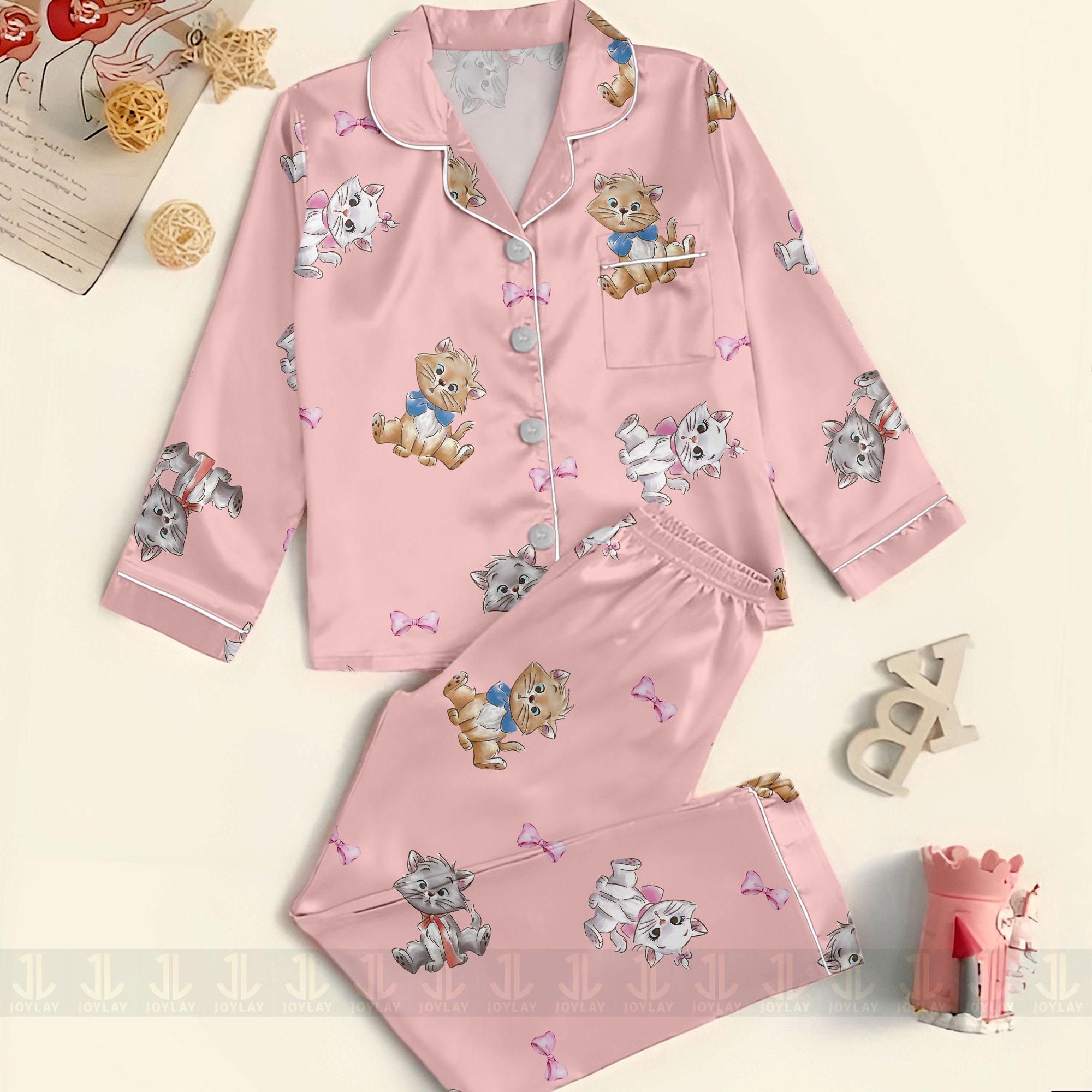 Discover Aristocats Team Aristocats Bow Marie Unisex Satin Pajamas Set, Spooky Season Pajamas