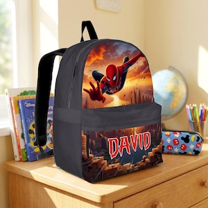 Custom Spiderman Backpack With Name, Superhero School Set For Boys, Back To School Gift image 12