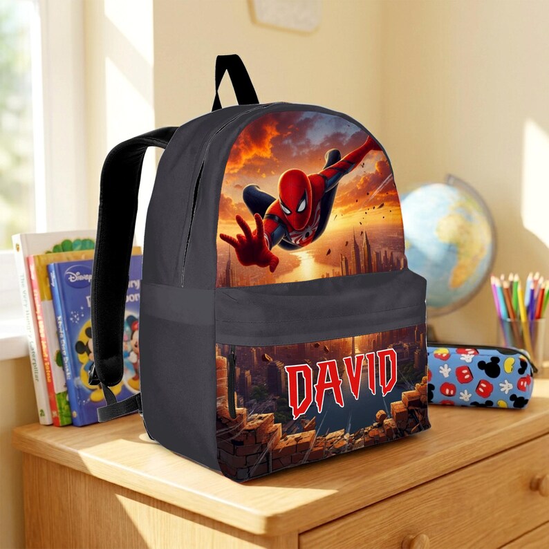 Custom Spiderman Backpack With Name, Superhero School Set For Boys, Back To School Gift image 12