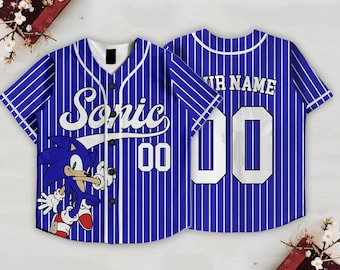 Custom Sonic the Hedgehog Kids and Youth Baseball Jersey, Sonic Character Baseball Jersey, Disneyland Summer Vacation