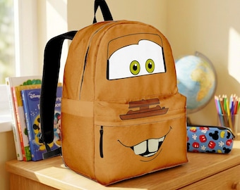Tow Mater Face School Backpack, Cars Movie Backpack, Cars Back to School Gift