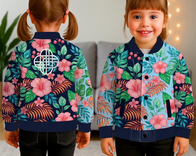 Zoey's Tropical Bomber Kids and Youth Baseball Jacket, Aldult Unisex Varsity Baseball Jacket