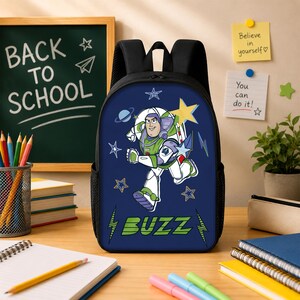 Buzz Lightyear School Backpack, Space Adventure Bag, Back To School Gift image 10