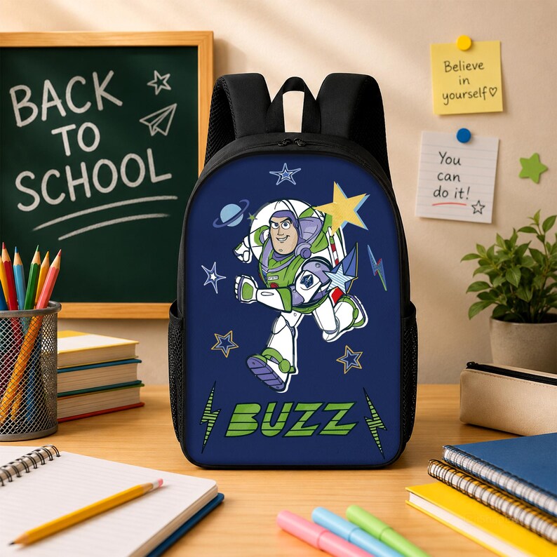 Buzz Lightyear School Backpack, Space Adventure Bag, Back To School Gift image 10