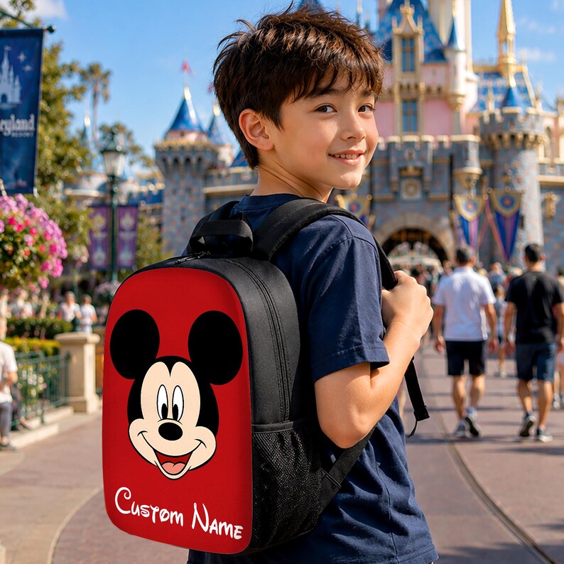 Custom Name Minnie Mouse Backpack, Personalized Disney School Bag, Disney Character School Bag image 2