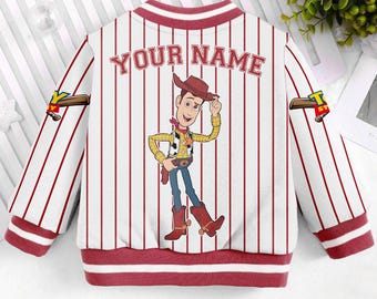 Custom Name And Number Woody Kids and Youth Baseball Jacket, Aldult Unisex Varsity Baseball Jacket