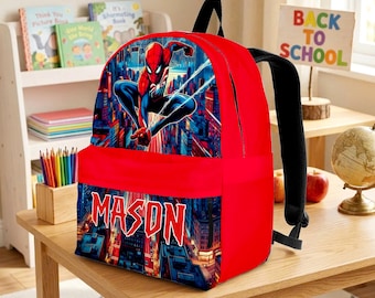 Custom Name Amazing Spiderman  School Backpack, Spiderman Backpack, Superhero Backpack, Maverl Back to School Gift