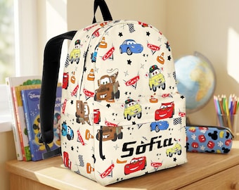 Personalized Cars Backpack, Custom Name Lightning McQueen Backpack, Racing Cars  Characters, Cars Back to School Gift