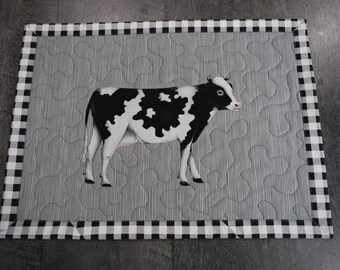 Holstein Cow Place Mats,, Buffalo Check Place Mats, Country Life Cow Placemats, Farmhouse Placemats, Set of Six, Farmhouse Decor