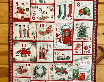Quilted Christmas Advent Calendar, December Magic Pocket Wall Decor