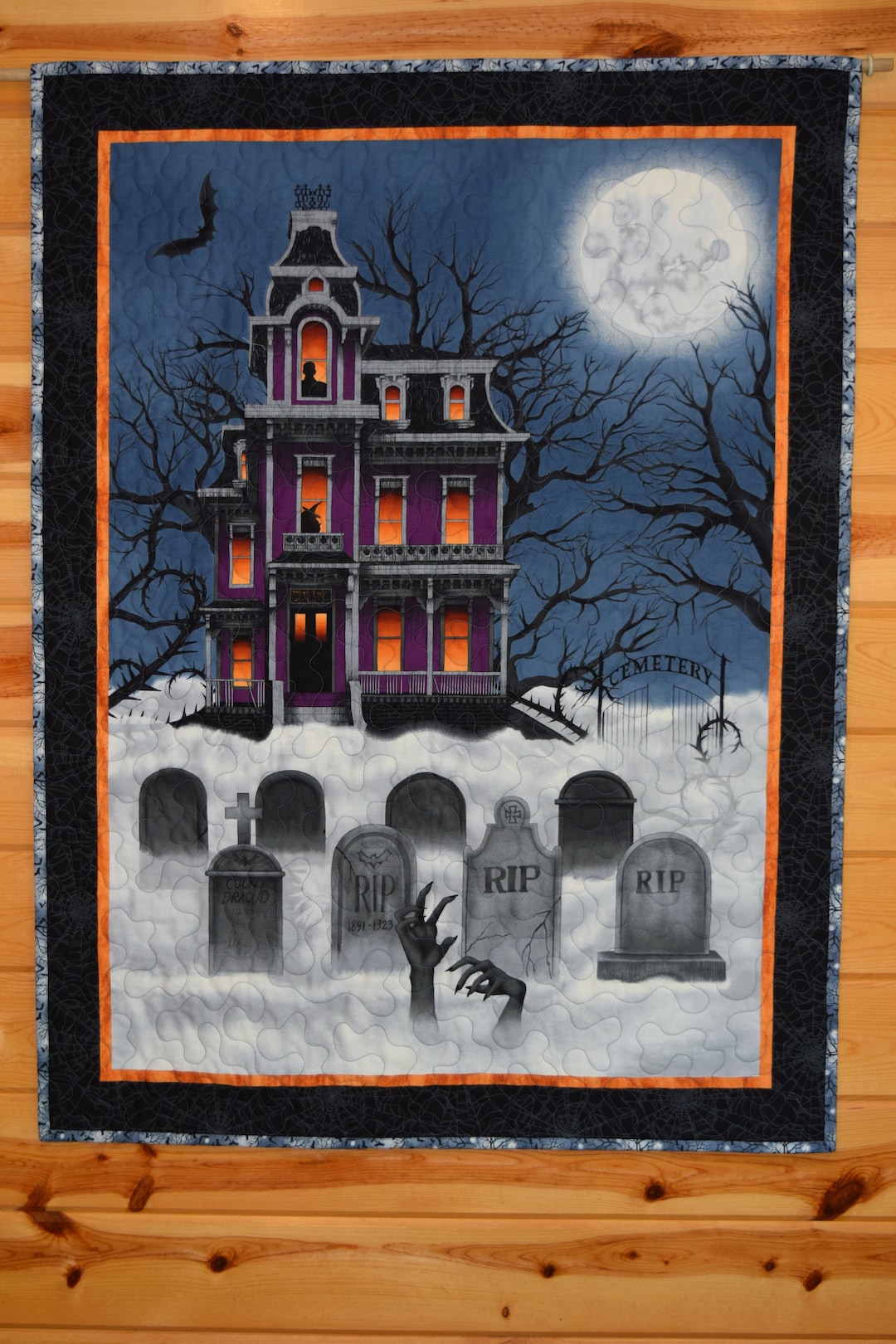 Halloween Wall Hanging Quilt, Spooky Night Halloween Door Banner ...