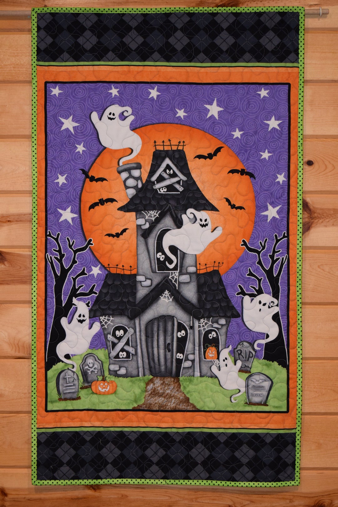 Halloween Wall Hanging Quilt Halloween Door Banner Glow in Etsy