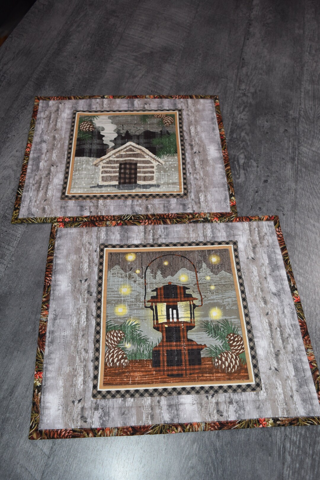 Cabin Place Mats,, Lodge Place Mats, Wildlife Placemats, Set of 6 Different Printed Placemats