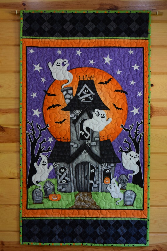 Halloween Wall Hanging Quilt Halloween Door Banner Glow in Etsy