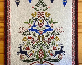 Christmas Wall Hanging Quilt: New Snow Handmade Holiday Winter Decor