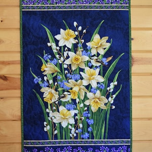 Quilted Wall Hanging , Spring Summer Design,  Bouquet of Flowers, Mothers Day Gift, Handmade Quilted Wall Art, Door Banner