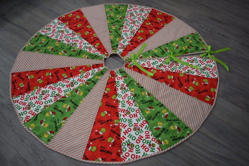 Grinch Christmas Tree Skirt Red and Grinch Green Tree Skirt Etsy