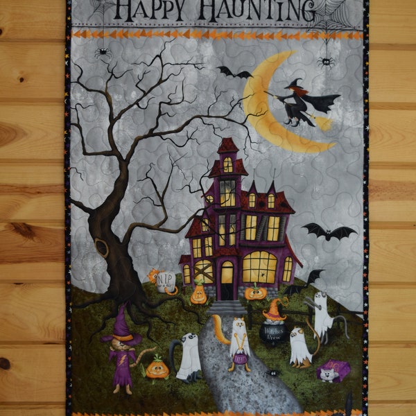 Halloween Wall Hanging Quilt, Halloween Door Banner, Scaredy Cats Halloween Wall Decor, Handmade Wall Art, Last One!