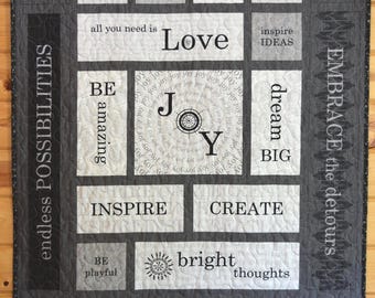 Inspirational Wall Hanging Quilt: Uplifting Words, Handmade Decor