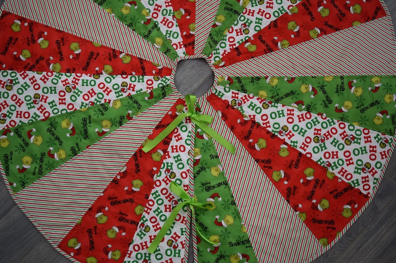 Grinch Christmas Tree Skirt Red and Grinch Green Tree Skirt Etsy